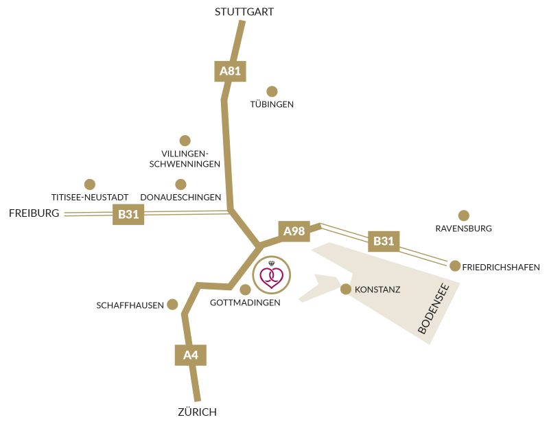 Anfahrtsskizze Trauring-Manufaktur Gottmadingen